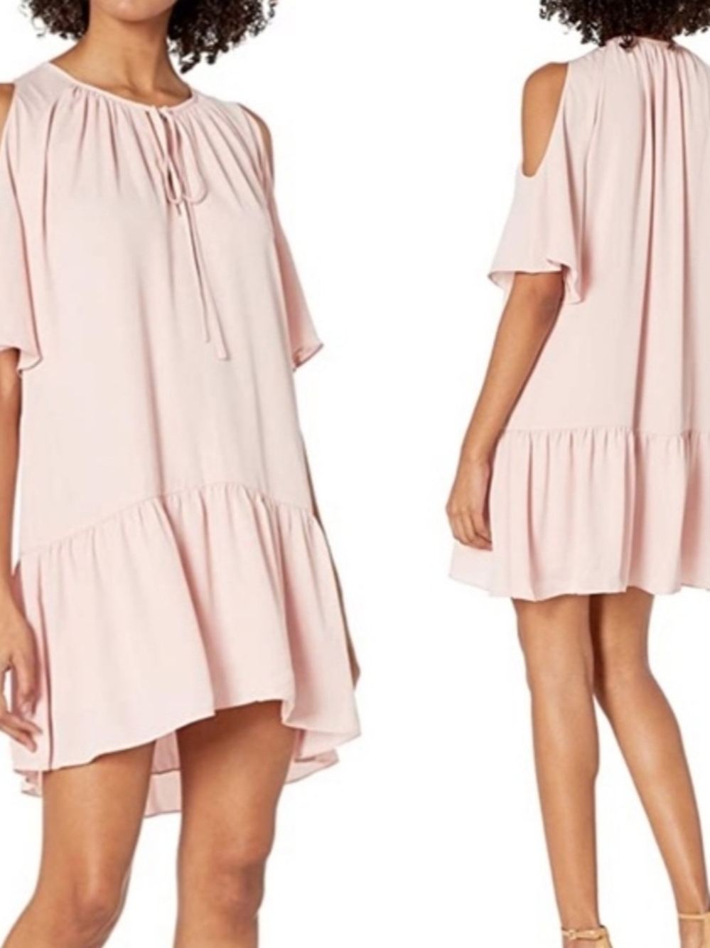 Amanda Uprichard Cold Shoulder Ruffled Hem Dress